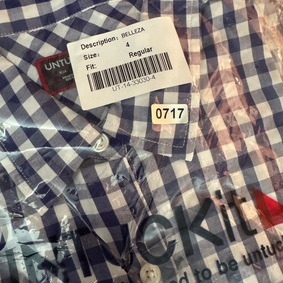 Untuckit Belleza Long Sleeve Button Down Shirt Blue Checkered - Picture 8 of 12